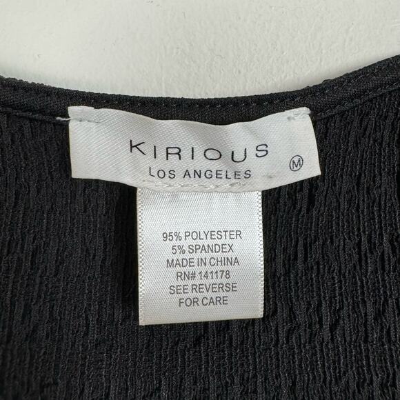 Kirious Nordstrom Top Womens M Black Tie Front Cinch Sweetheart Neck Long Sleeve - Picture 7 of 12